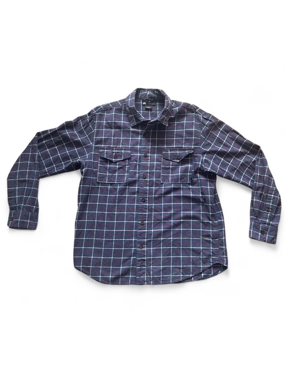 Men's Nike SB Navy Plaid Button-Up Shirt Size Large
